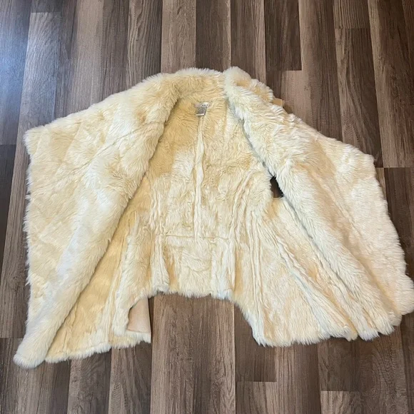 WD NY Faux Suede & Fur Vest Cream & Tan SZ L - Picture 6 of 10